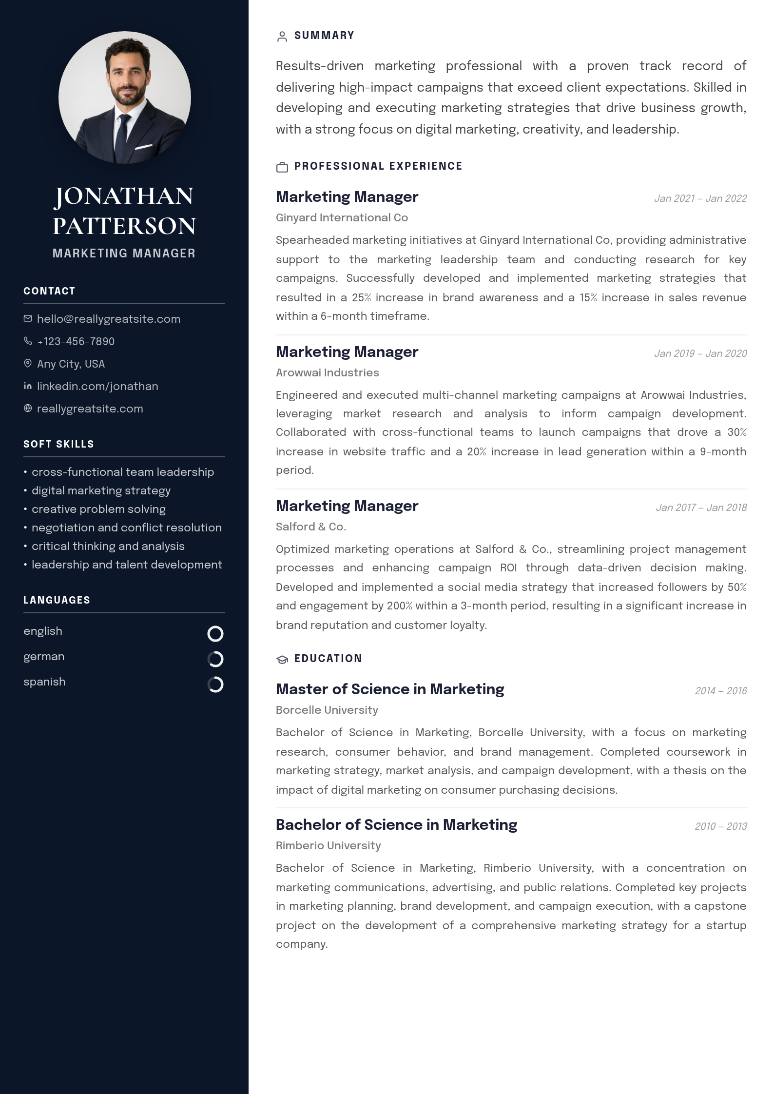 Modèle CV Modern gratuit créé avec ExoCV — template ATS professionnel